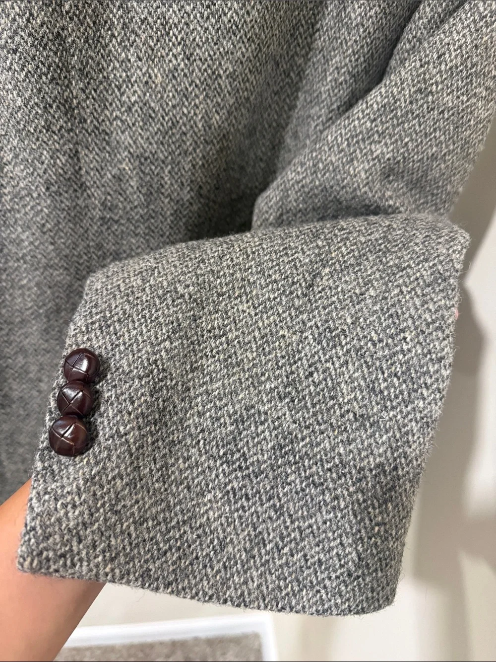 Orvis Harris Tweed Men's Gray Herringbone Wool Blazer - Classic Tailored Jacket